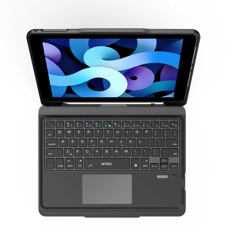 Apple iPad Air 10.9 2022 (5.Nesil) Wiwu Keyboard Folio Kablosuz Klavyeli Kılıf Siyah