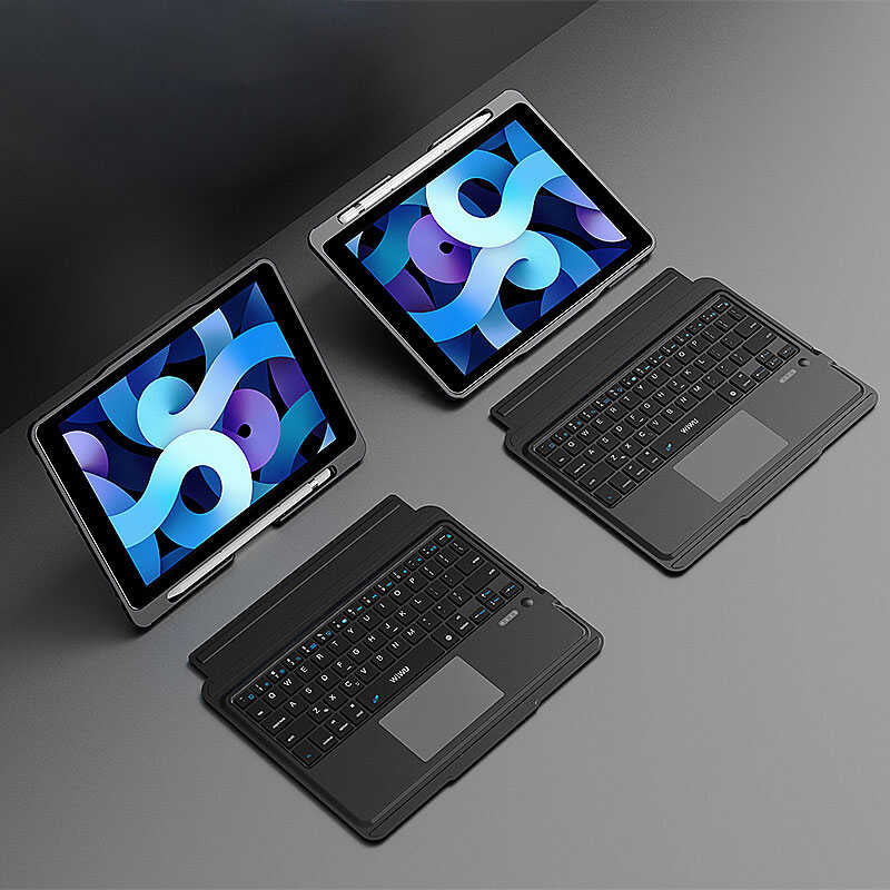 Apple iPad Air 10.9 2022 (5.Nesil) Wiwu Keyboard Folio Kablosuz Klavyeli Kılıf Siyah