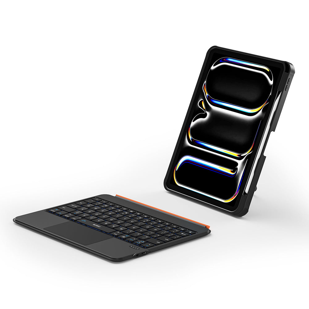 Apple iPad Air 10.9 2022 (5.Nesil) Wiwu MK-007 Combo Pro Kalem Bölmeli Klavyeli Standlı Kılıf Siyah