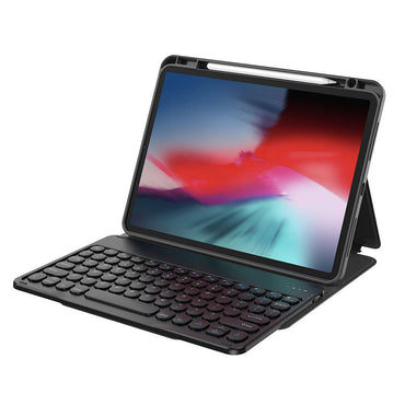 Apple iPad Air 10.9 2022 (5.Nesil) Wiwu Protective Gizli Kalem Bölmeli Klavyeli Kılıf Pembe