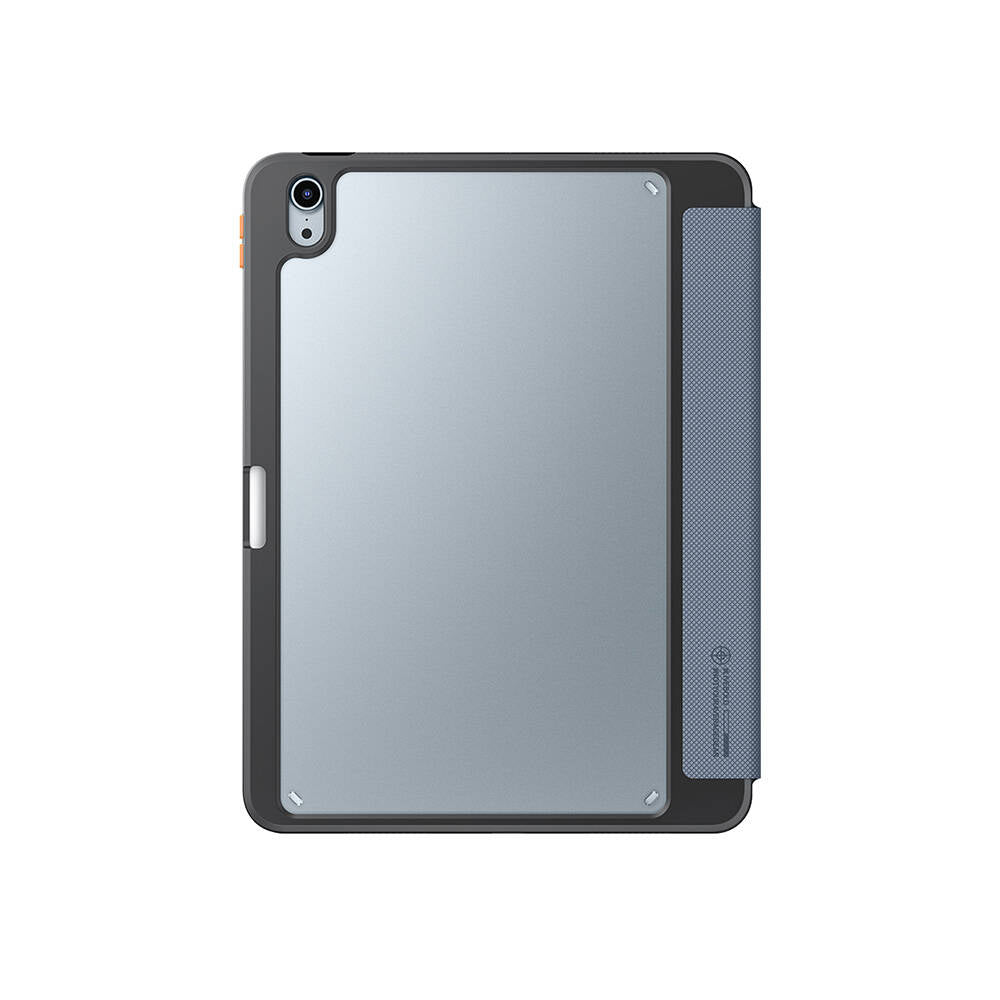 Apple iPad Air 11 2024 Kılıf SkinArma Kabartma Baskı Tasarımlı 360 Tam Koruma Arkası Şeffaf Standlı Gamma Kılıf Siyah