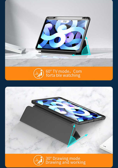Apple iPad Air 11 2024 Kılıf Zore Nort Arkası Şeffaf Standlı Kılıf Mavi Açık