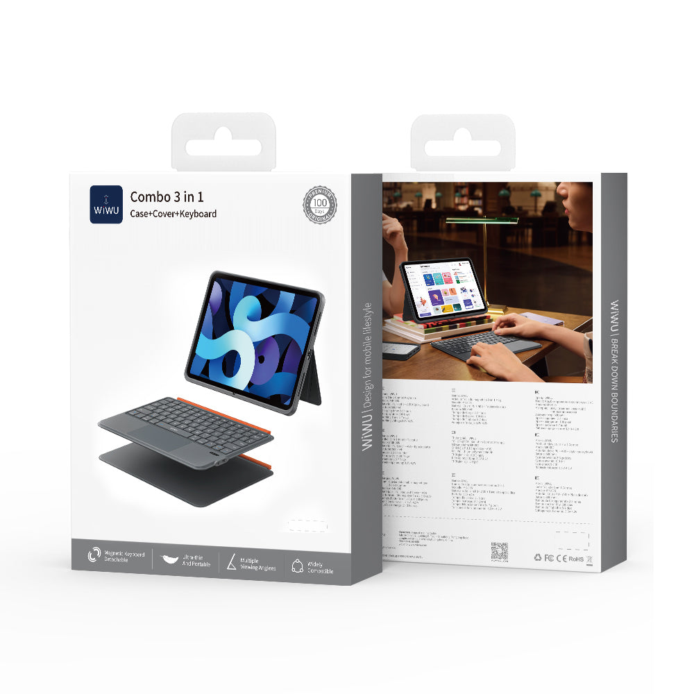 Apple iPad Air 11 2024 Wiwu MK-005 Combo 3in1 Kalem Bölmeli Klavyeli Standlı Kılıf