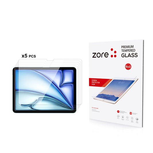 Apple iPad Air 11 2024 Zore 5in1 Tablet Tempered Glass Screen Protector Transparent