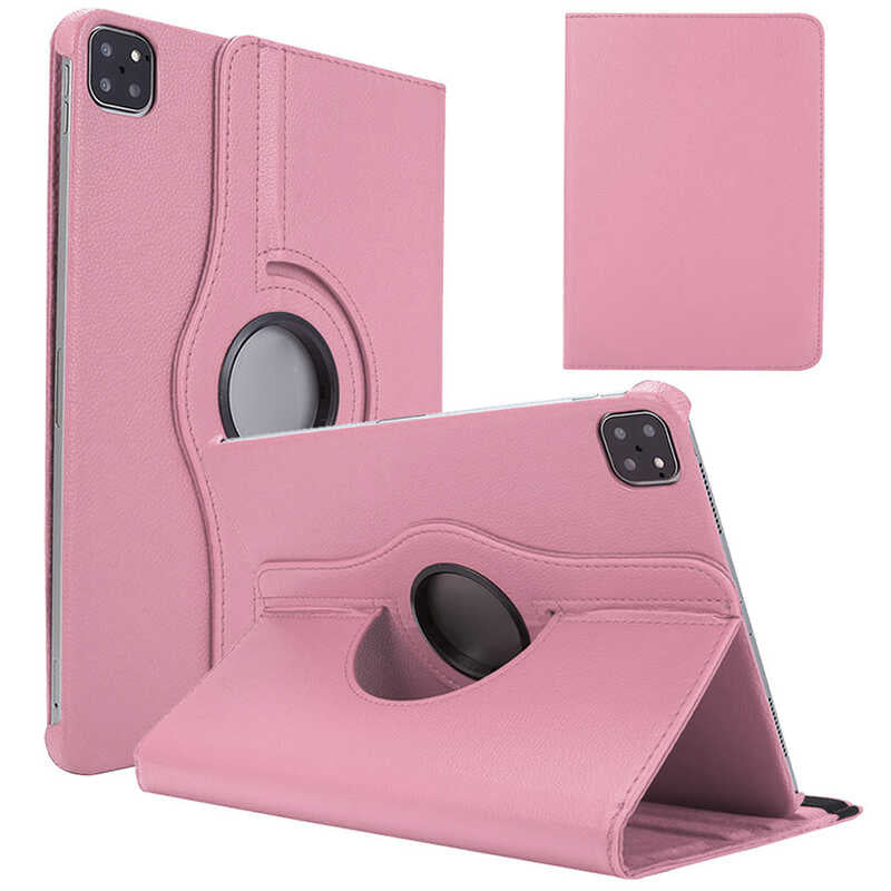 Apple iPad Air 11 2024 Zore Rotating Stand Case Pink Open