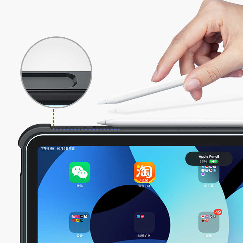 Apple iPad Air 11 2025 M3 Benks Multifunctional Kablosuz Klavyeli Kılıf Siyah