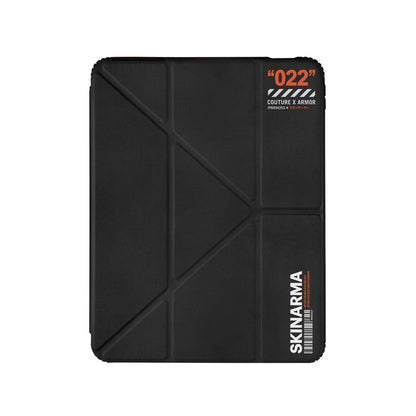 Apple iPad Air 11 2025 M3 Kılıf SkinArma 360 Tam Koruma Airbagli Arkası Şeffaf Standlı Shingoki Kılıf Siyah