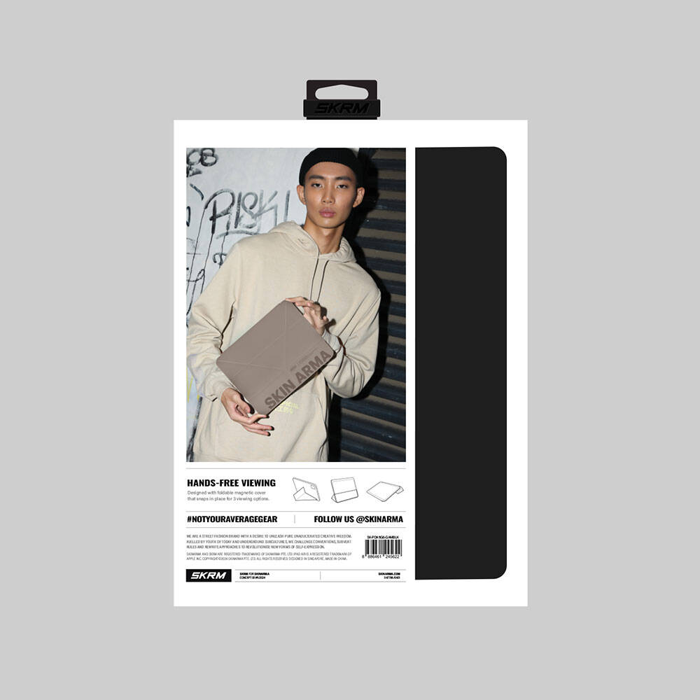 Apple iPad Air 11 2025 M3 Kılıf SkinArma Kabartma Baskı Tasarımlı 360 Tam Koruma Arkası Şeffaf Standlı Gamma Kılıf Gold