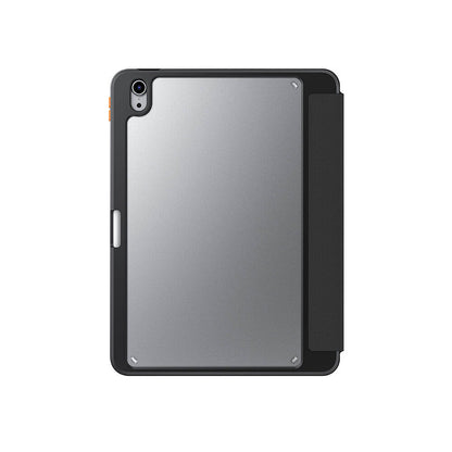 Apple iPad Air 11 2025 M3 Kılıf SkinArma Kabartma Baskı Tasarımlı 360 Tam Koruma Arkası Şeffaf Standlı Gamma Kılıf Siyah