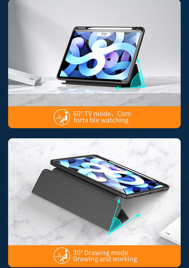 Apple iPad Air 11 2025 M3 Kılıf Zore Nort Arkası Şeffaf Standlı Kılıf Pembe