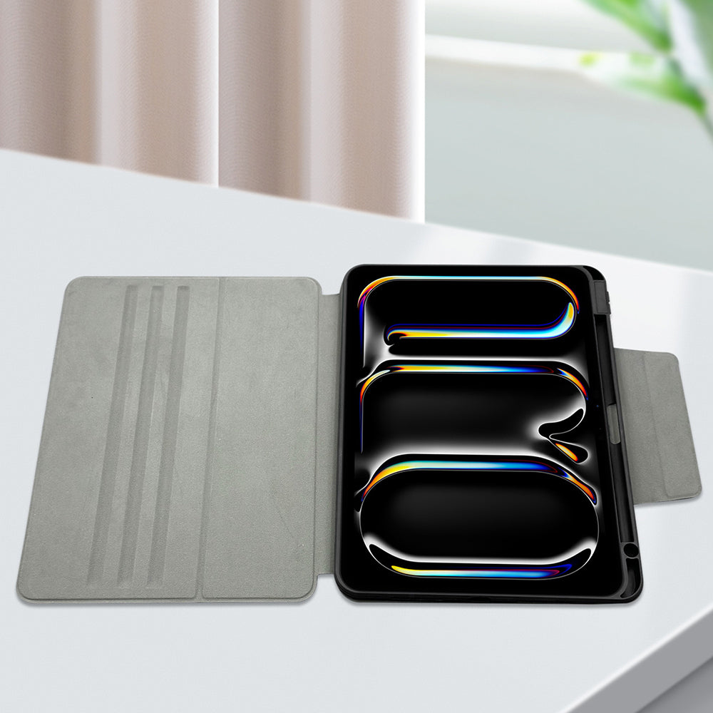 Apple iPad Air 11 2025 M3 Raptic Spin Detachable Folio PU Ayrılabilir Kalem Bölmeli Standlı Kılıf Siyah