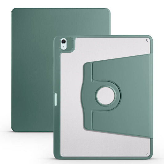 Apple iPad Air 13 2024 Case Zore Thermal Pen Compartment Rotating Stand Case Dark Green 