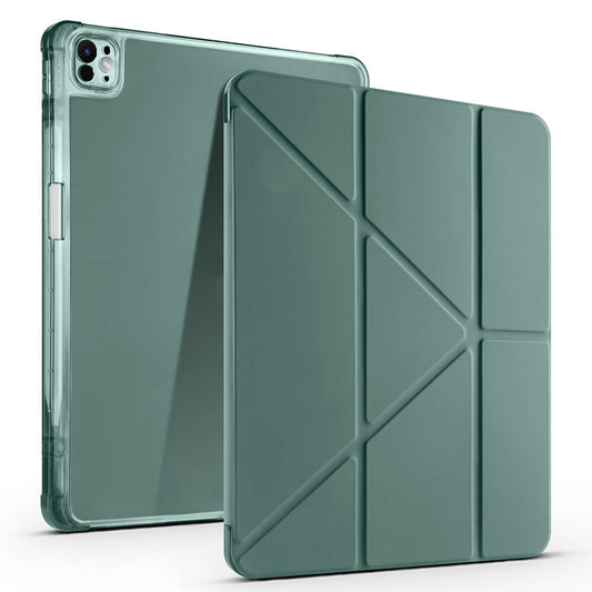 Apple iPad Air 13 2024 Case Zore Tri Folding Stand Case with Pencil Compartment Dark Green 