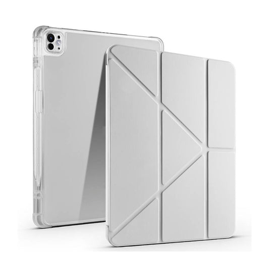 Apple iPad Air 13 2024 Case Zore Tri Folding Stand Case with Pencil Compartment Gray 
