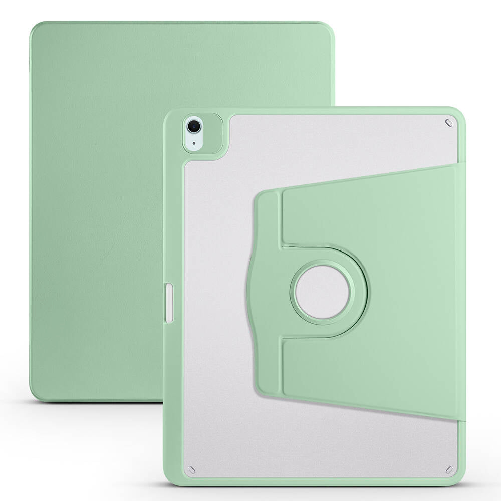Apple iPad Air 13 2025 M3 Case Zore Thermal Pen Compartment Rotating Stand Case Light Green 