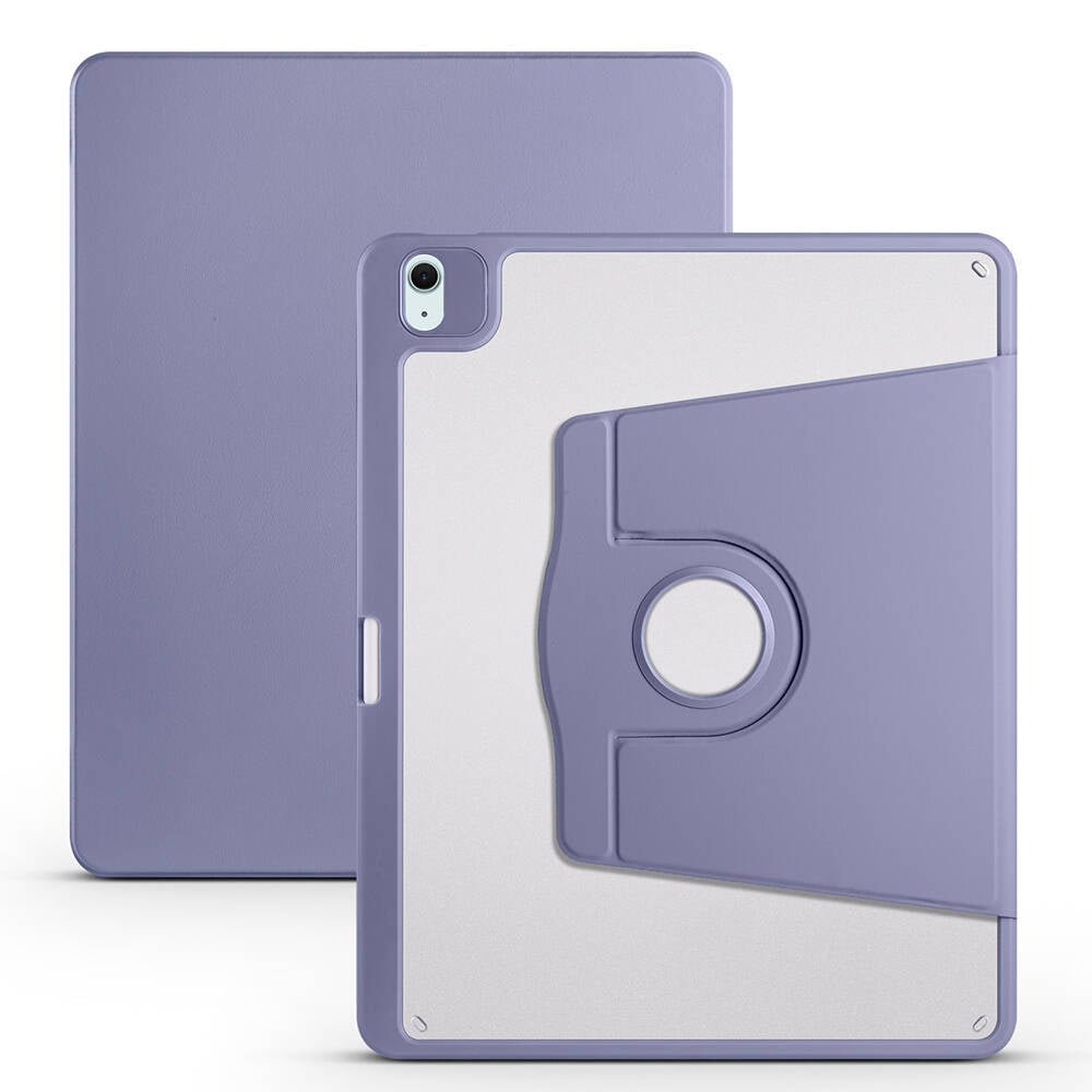 Apple iPad Air 13 2025 M3 Case Zore Thermal Pen Compartment Rotating Stand Case Lavendery Gray 