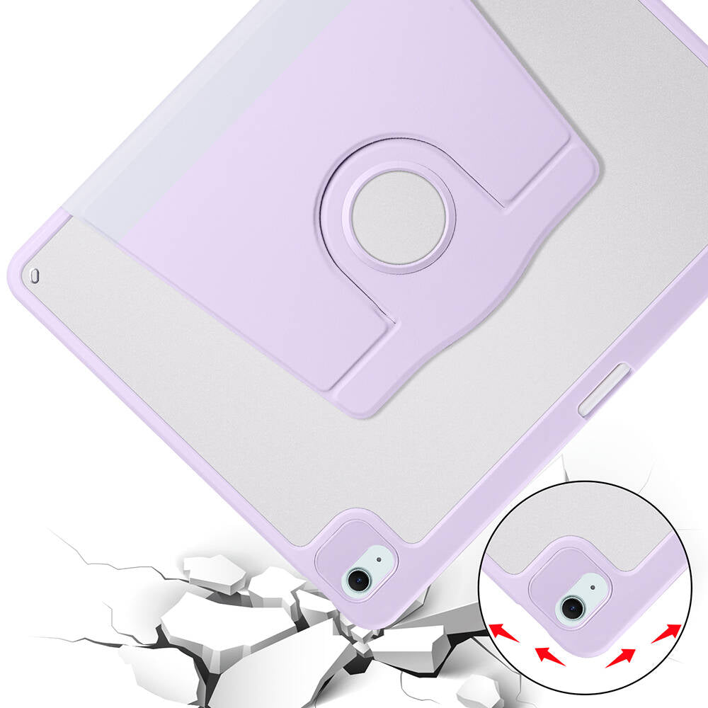 Apple iPad Air 13 2025 M3 Case Zore Thermal Pen Compartment Rotating Stand Case Lavendery Gray 