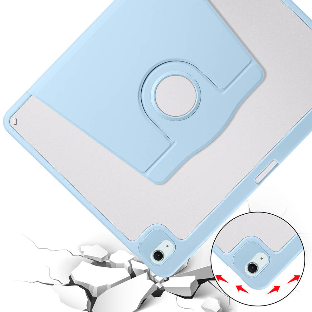 Apple iPad Air 13 2025 M3 Case Zore Thermal Pen Compartment Rotating Stand Case Gray 