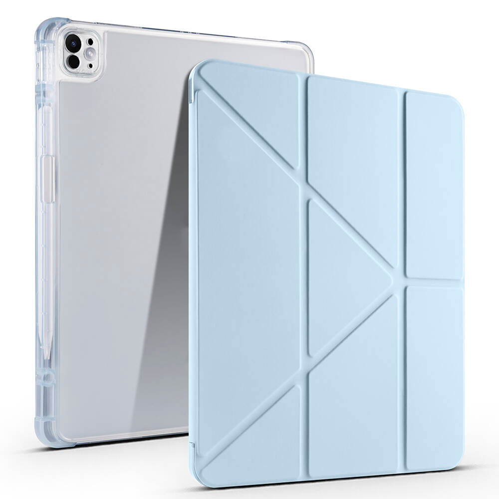 Apple iPad Air 13 2025 M3 Case Zore Tri Folding Stand Case with Pencil Compartment Blue 