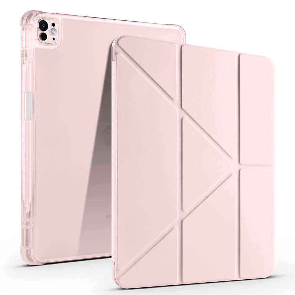 Apple iPad Air 13 2025 M3 Case Zore Tri Folding Stand Case with Pen Compartment Rose Gold 