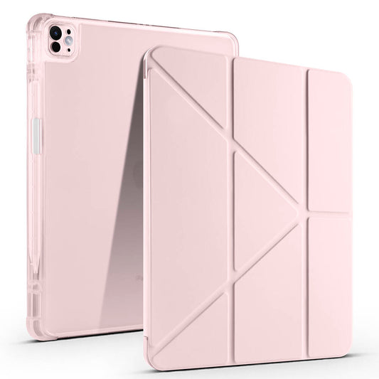 Apple iPad Air 13 2025 M3 Case Zore Tri Folding Stand Case with Pen Compartment Rose Gold 
