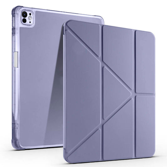 Apple iPad Air 13 2025 M3 Case Zore Tri Folding Stand Case with Pen Compartment Purple 