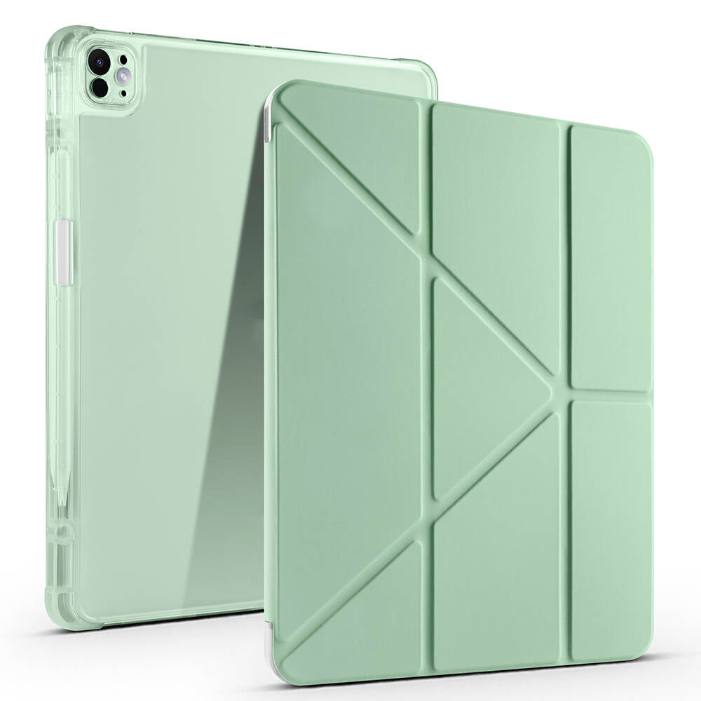 Apple iPad Air 13 2025 M3 Case Zore Tri Folding Stand Case with Pencil Compartment Green 
