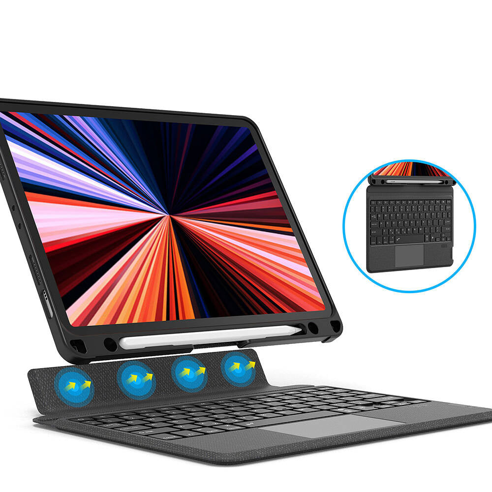 Apple iPad Air 13 2025 M3 Wiwu Mag Touch Keyboard Stand Case Black
