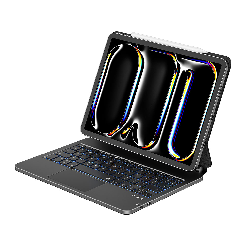 Apple iPad Air 13 2025 M3 Wiwu MK-003 Hidden Pen Compartment Keyboard Stand Case Black 