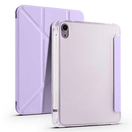 Apple iPad Mini 2021 (6th Generation) Case Zore Tri Folding Stand Case with Pen Compartment Lilac 