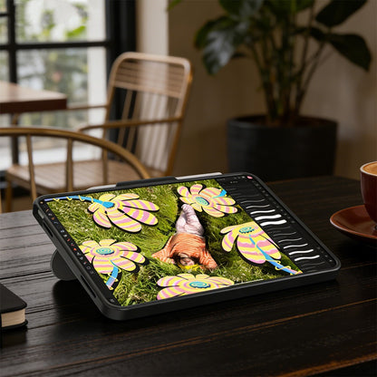 Apple iPad Pro 11 2020 (2.Nesil) Mutural AlloyKick Serisi Kalem Bölmeli Alüminyum Standlı Tablet Kılıfı