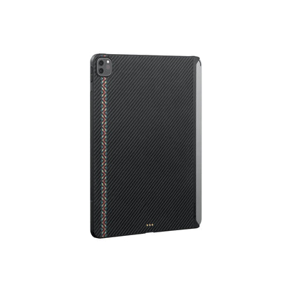 Apple iPad Pro 11 2021 (3.Nesil) Kılıf Aramid Fiber Pitaka Ultra-Slim Classic Serisi Tablet Kapak Siyah-Kırmızı