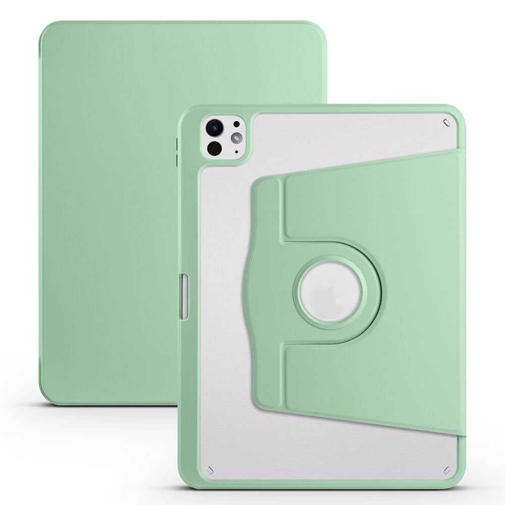 Apple iPad Pro 11 2024 Case Zore Thermal Pen Compartment Rotating Stand Case Light Green 