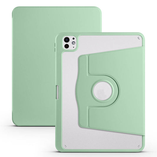 Apple iPad Pro 11 2024 Case Zore Thermal Pen Compartment Rotating Stand Case Light Green 