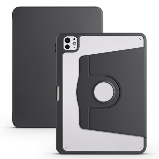 Apple iPad Pro 11 2024 Case Zore Thermal Pen Compartment Rotating Stand Case Black 