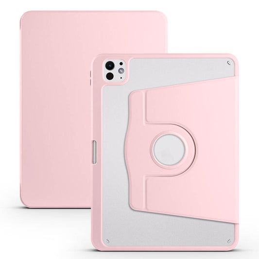 Apple iPad Pro 11 2024 Case Zore Thermal Pen Compartment Rotating Stand Case Pink