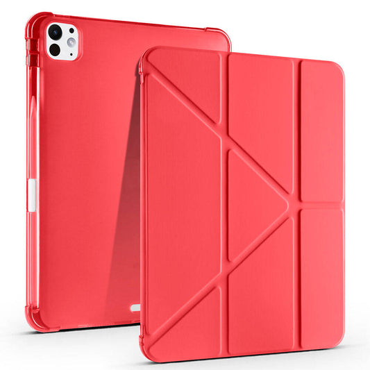 Apple iPad Pro 11 2024 Case Zore Tri Folding Stand Case with Pencil Compartment Red 