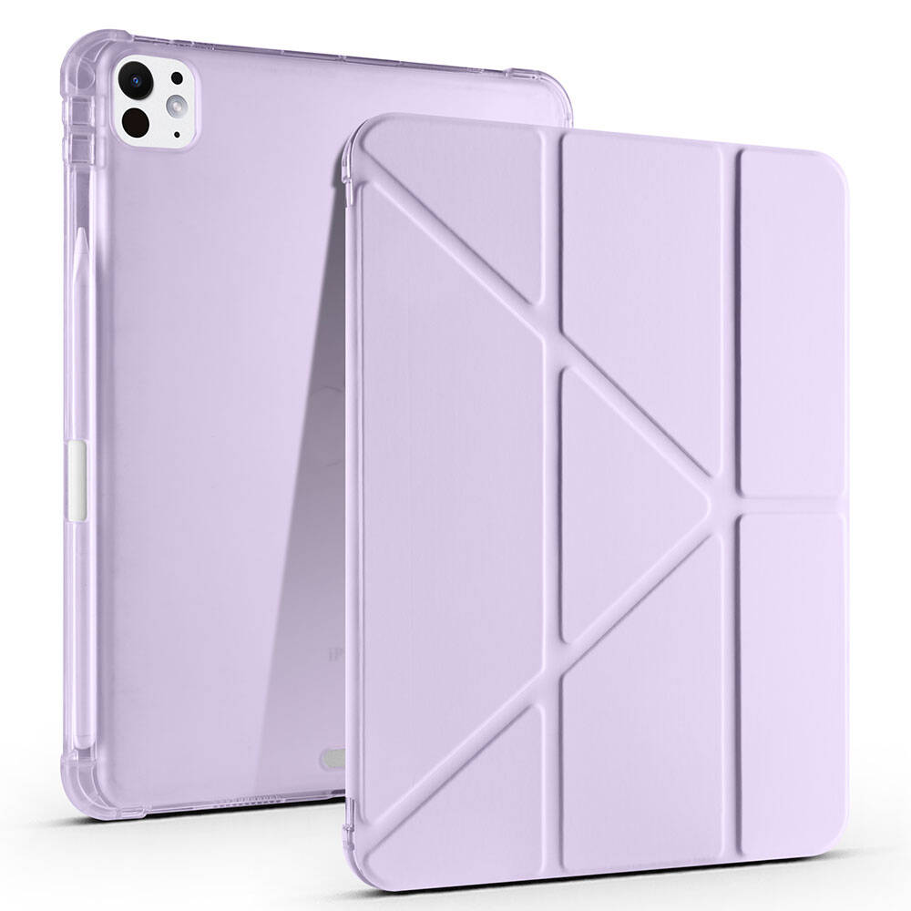 Apple iPad Pro 11 2024 Case Zore Tri Folding Stand Case with Pencil Compartment Lilac 