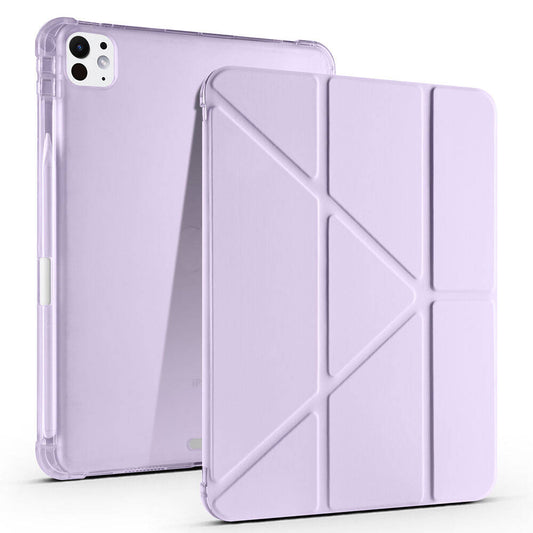 Apple iPad Pro 11 2024 Case Zore Tri Folding Stand Case with Pencil Compartment Lilac 