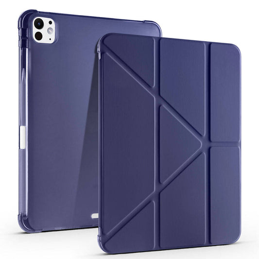 Apple iPad Pro 11 2024 Case Zore Tri Folding Stand Case with Pen Compartment Navy Blue 