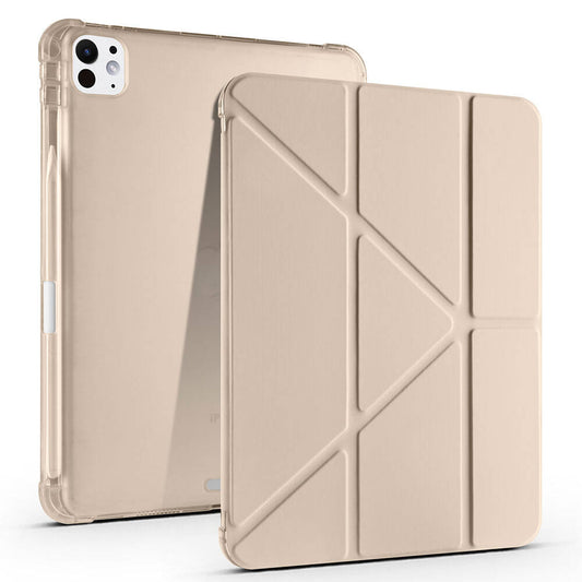 Apple iPad Pro 11 2024 Case Zore Tri Folding Stand Case with Pen Compartment Gold 