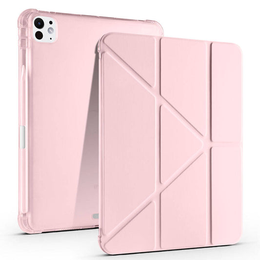 Apple iPad Pro 11 2024 Case Zore Tri Folding Stand Case with Pen Compartment Rose Gold 