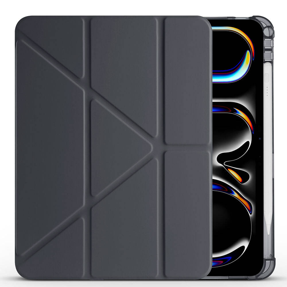Apple iPad Pro 11 2024 Case Zore Tri Folding Stand Case with Pen Compartment Navy Blue 