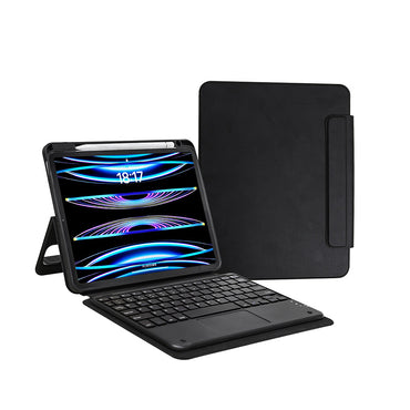 Apple iPad Pro 11 2024 Zore Border Keyboard Tablet Case with Bluetooth Connection and Keyboard Stand Black 