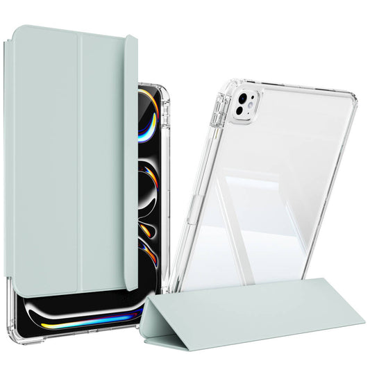 Apple iPad Pro 11 2025 M5 Kılıf Magnetik Ayrılabilen Airbagli Zore Sliding Tablet Kılıfı Açık Yeşil