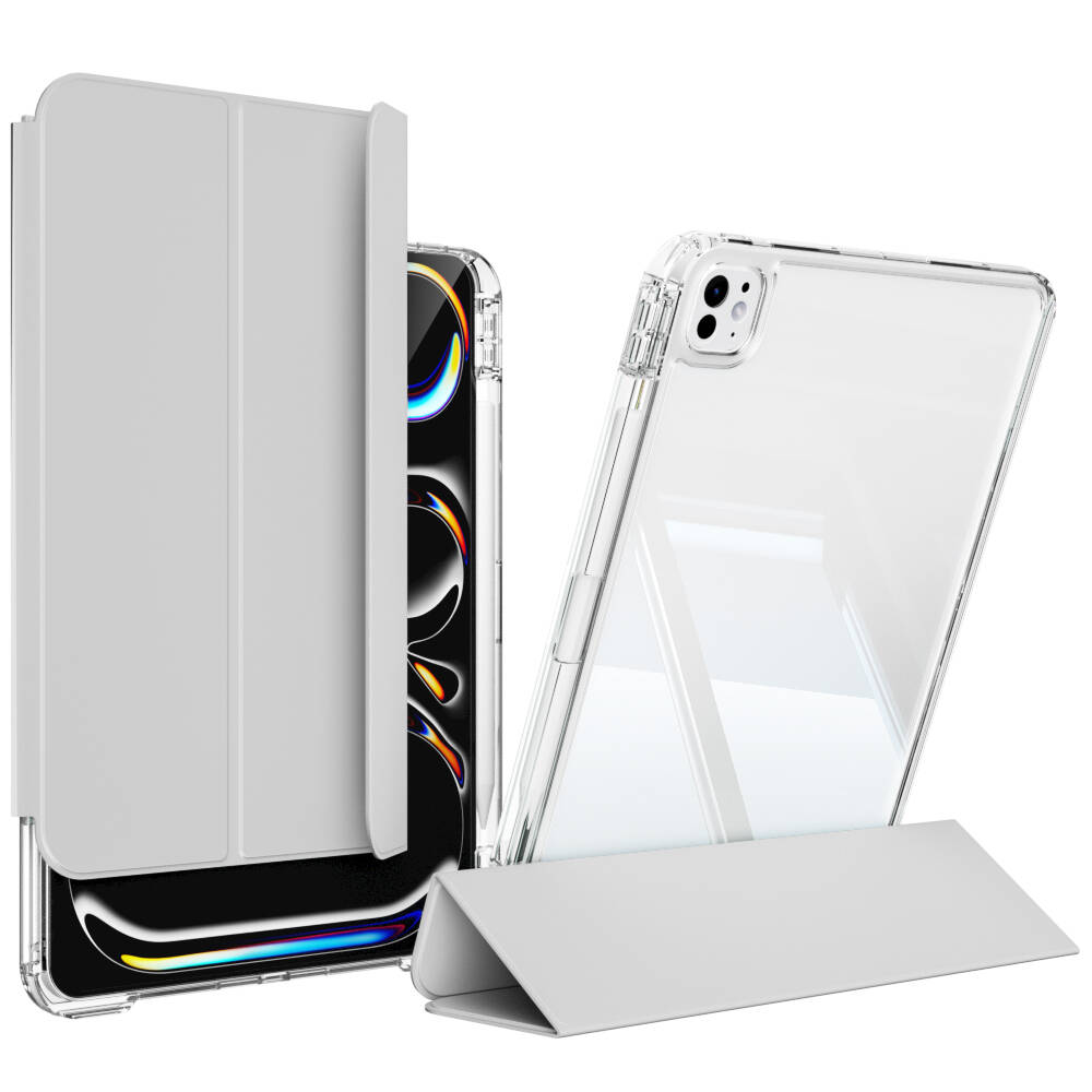 Apple iPad Pro 11 2025 M5 Kılıf Magnetik Ayrılabilen Airbagli Zore Sliding Tablet Kılıfı Gri