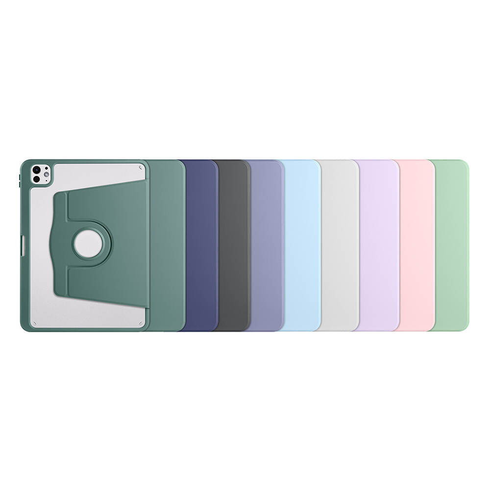Apple iPad Pro 11 2025 M5 Kılıf Zore Termik Kalem Bölmeli Dönebilen Standlı Kılıf Mavi