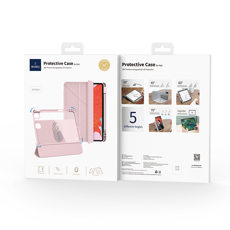 Apple iPad Pro 11 2025 M5 Wiwu 360° Dönebilen Standlı Magnetik Koruyucu Tablet Kılıfı Siyah