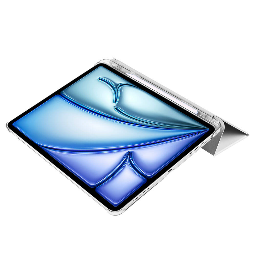 Apple iPad Pro 12.9 2022 M2 Zore Smart Cover with Pencil Compartment and Stand 1-in-1 Case Blue