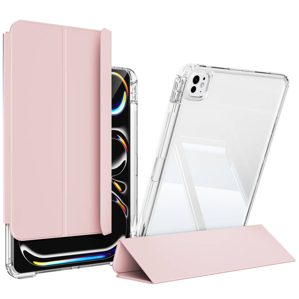 Apple iPad Pro 13 2024 Case Magnetic Detachable Airbag Zore Sliding Tablet Case Pink Light